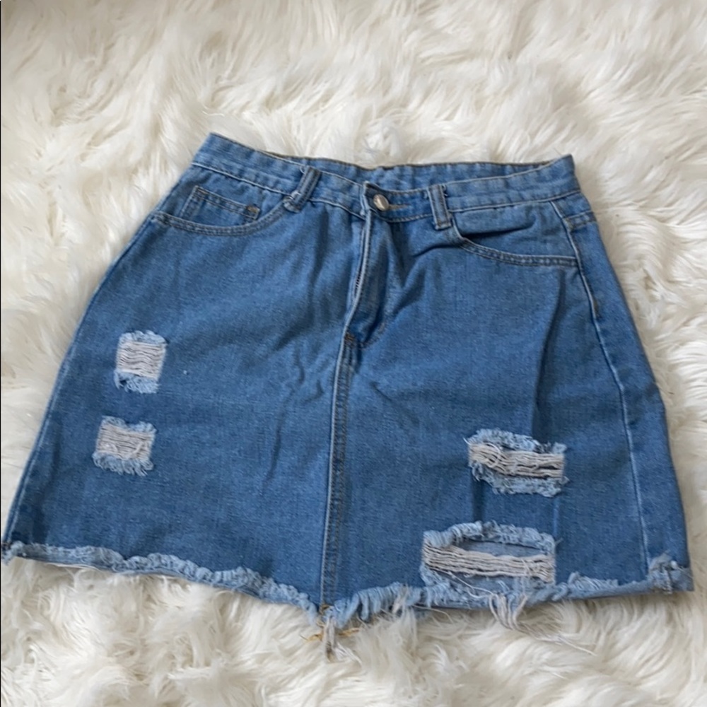 Blue jean skirt (distressed) size medium